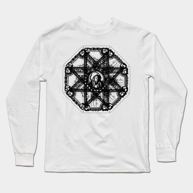 1899 Five Dollar Silver Certificate - Simple Star Long Sleeve T-Shirt by DTECTN